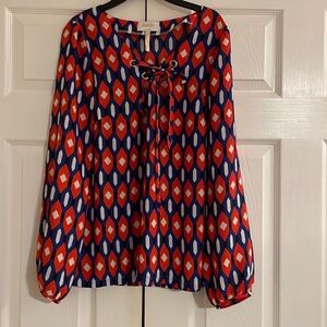 Laundry by Shelli Segal multicolored red, blue, white long sleeve top medium